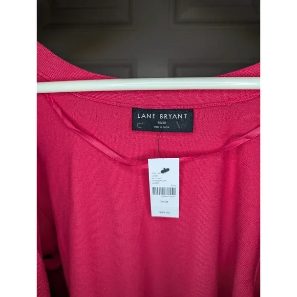 Lane Bryant Modern Long-Sleeve Open-Front Cardigan Berry Pink Women's 26/28 NWT - Picture 7 of 9
